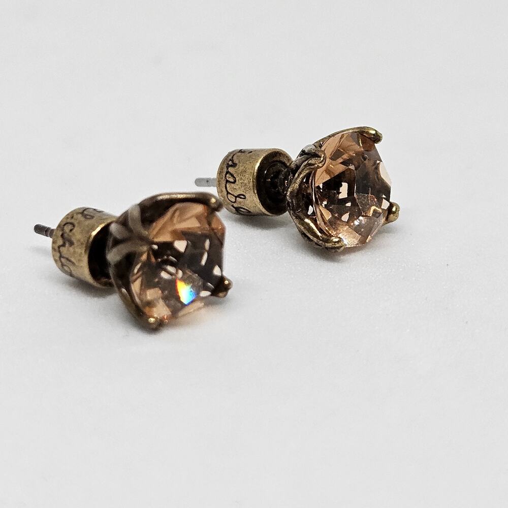 Chloe + Isabel Round Birthstone Stud Earrings E118TZ Antique Brass-Plated Topaz